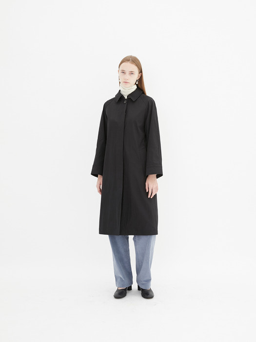 Belted point trench coat (Black)