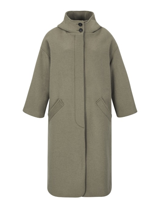 Wool Hooded Coat (Khaki)