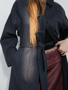 Belted point trench coat (Charcoal)