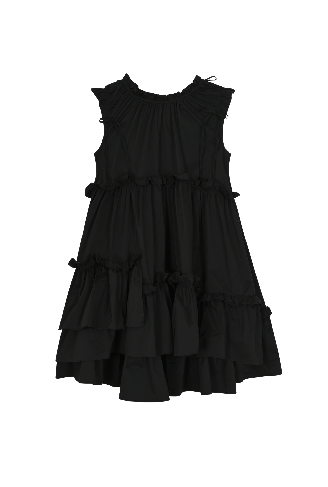 RIBBON RUFFLE DRESS (BLACK)
