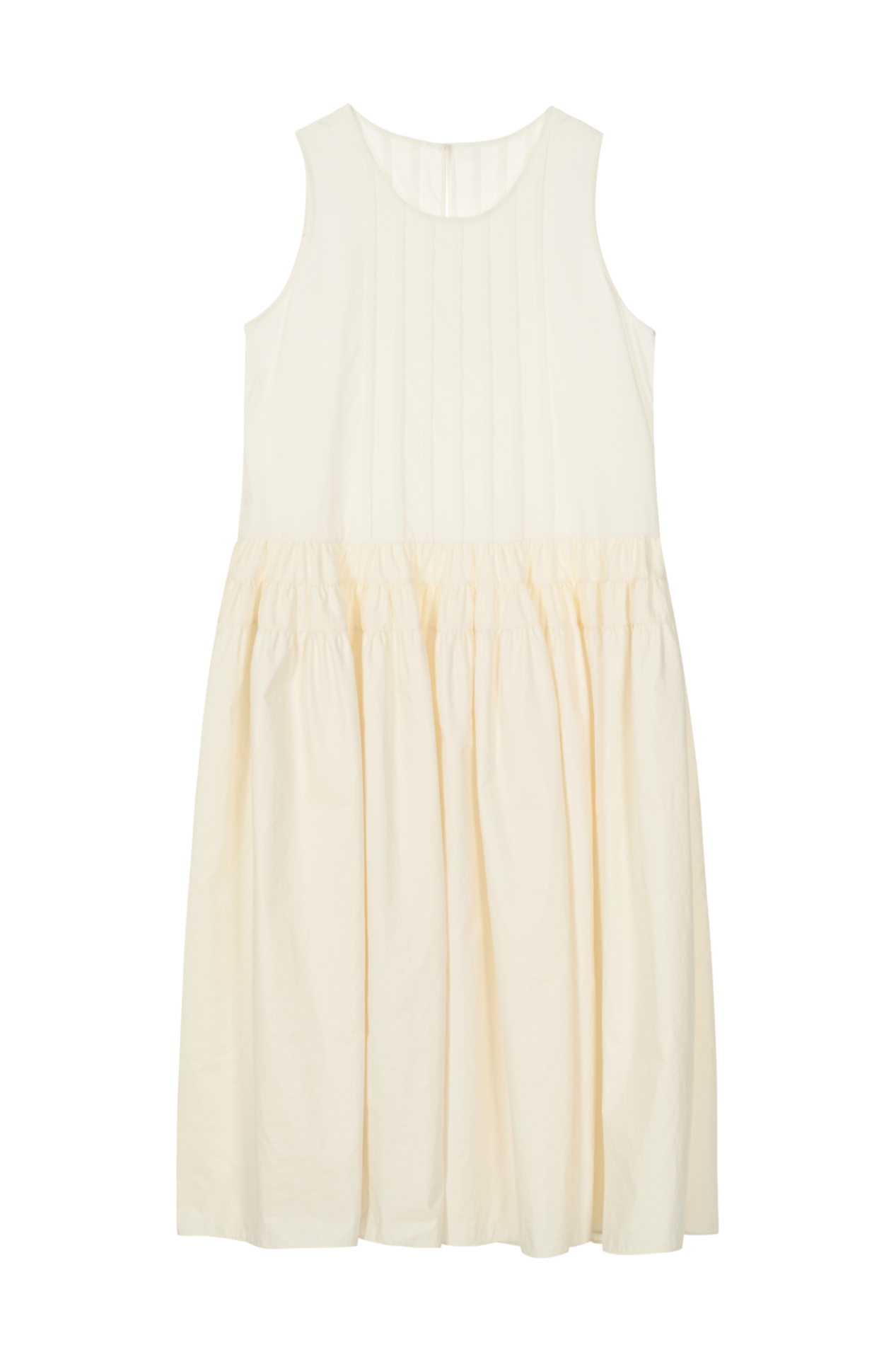 PINTUCK SLEEVELESS DRESS (WHITE)