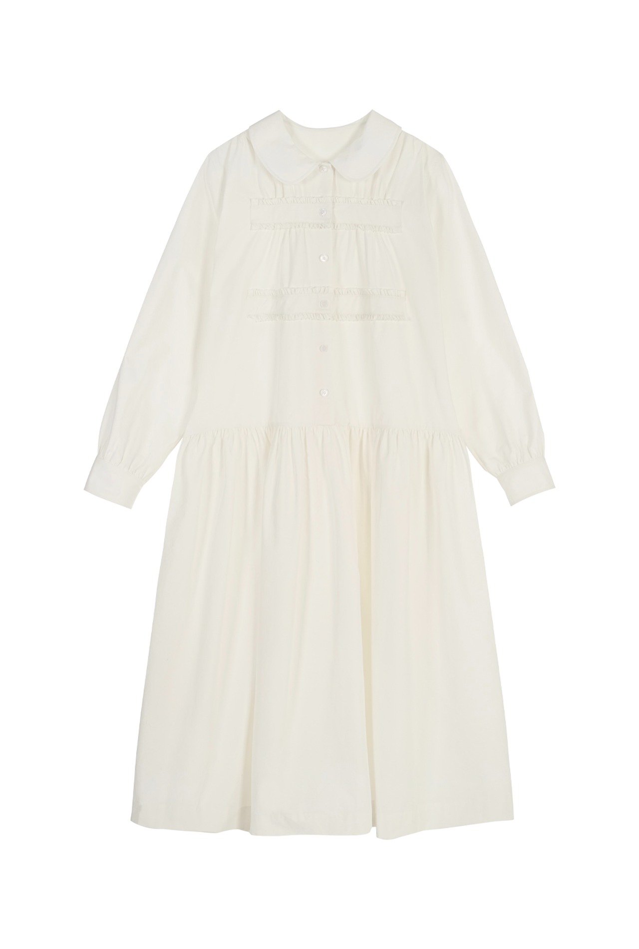 ROUND COLLAR SHIRT DRESS (WHITE)